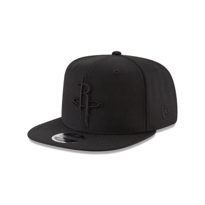 Black Houston Rockets Hat - New Era NBA Black On Black High Crown 9FIFTY Snapback Caps USA2785063